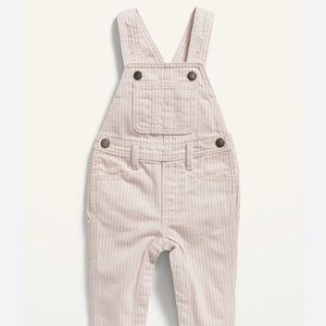 Unisex Pink White-Stripe Jean Overalls for Baby Girl Spring Summer Pastel Preppy